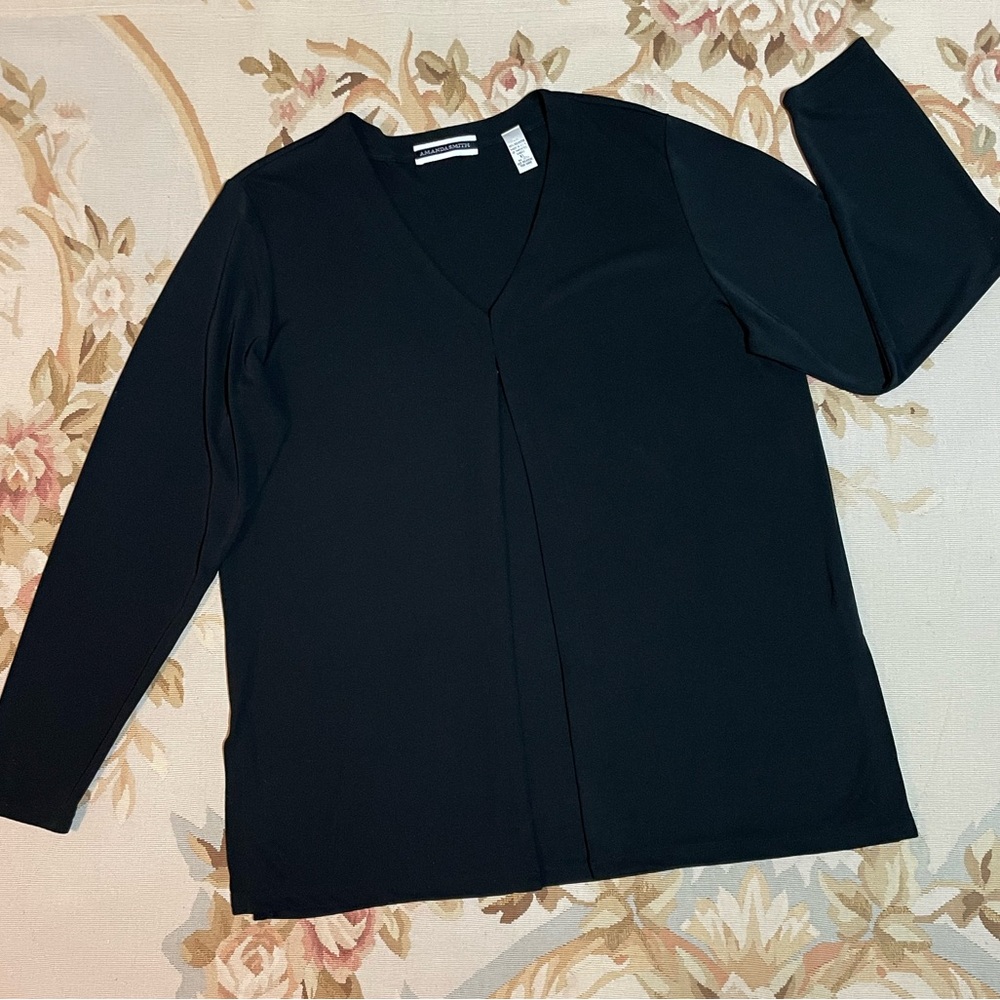 Long line black cardigan by Amanda Smith size extra large